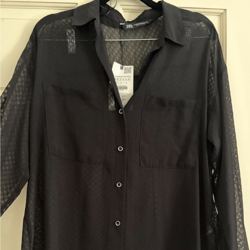 Zara Black Textured Blouse